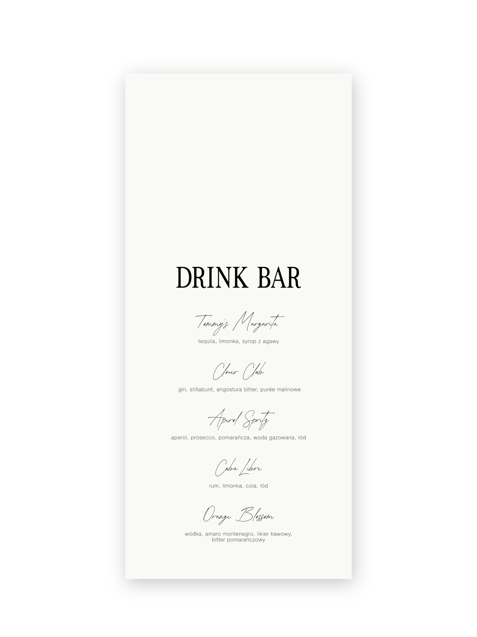 Drink Bar Menu Chocolate Poise (na tkaninie) - obrazek 2