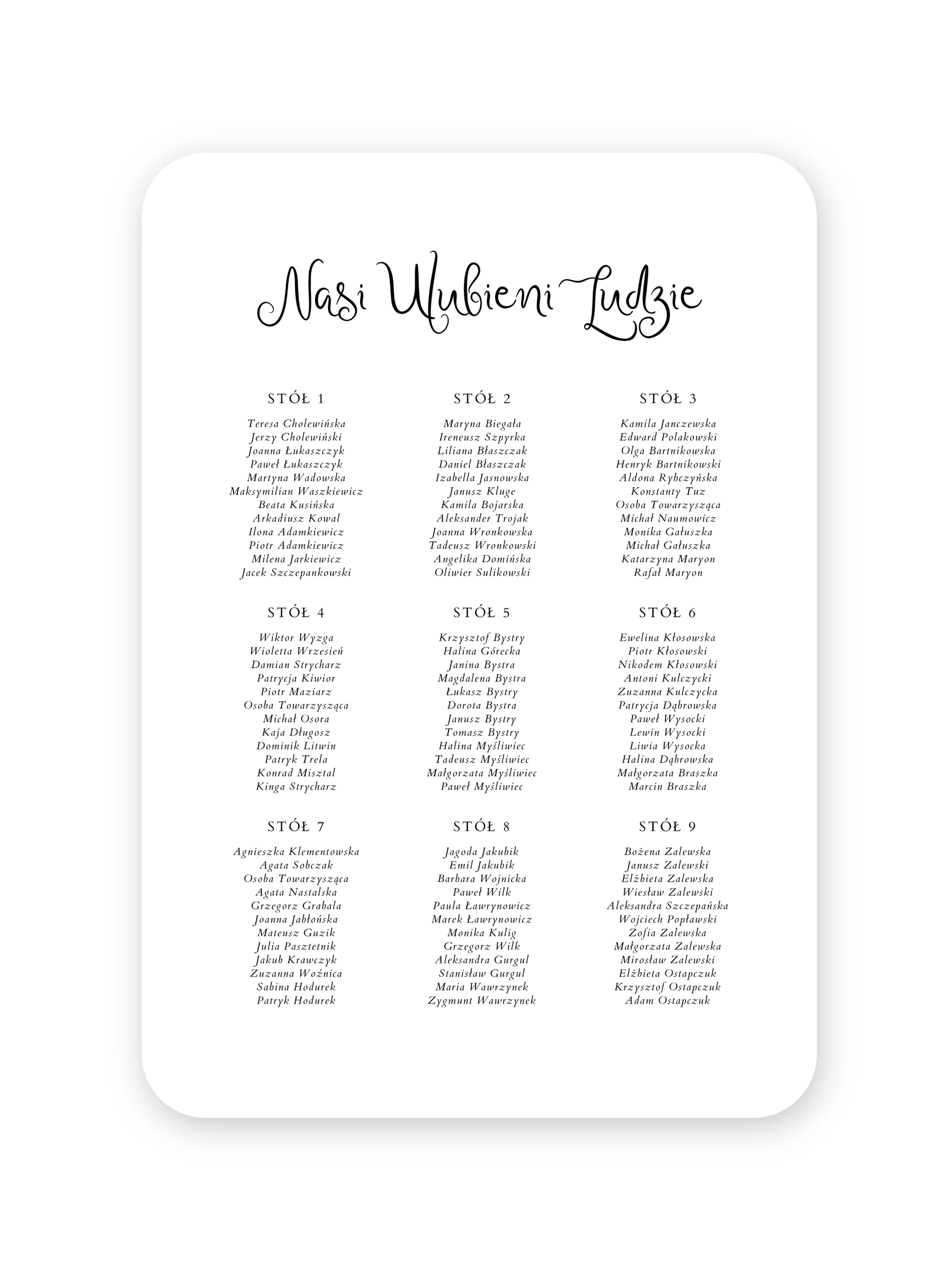 Plan stołów Modern Twist (z podziałem na stoły) - obrazek 2