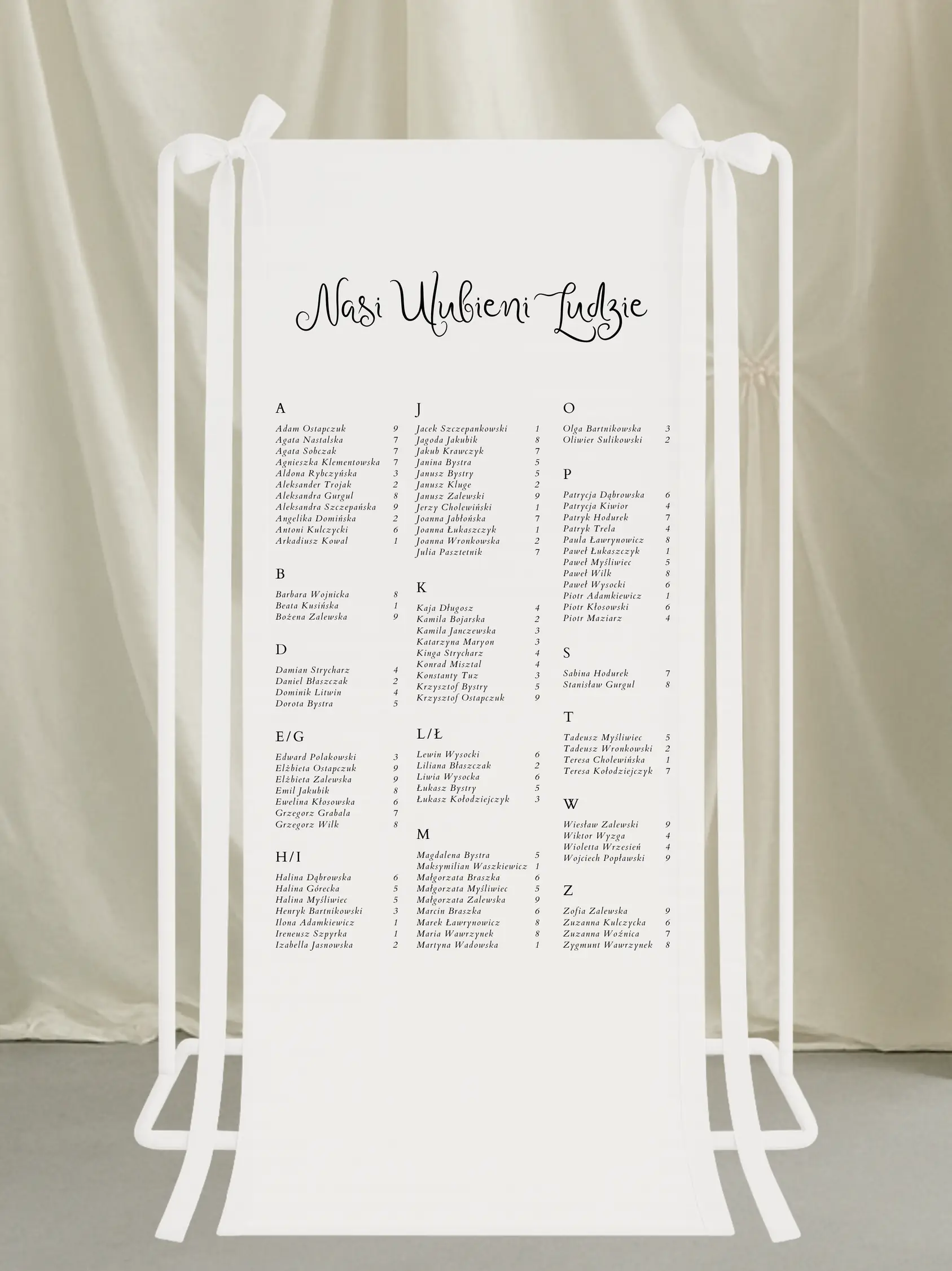 Plan stołów Modern Twist (na tkaninie)