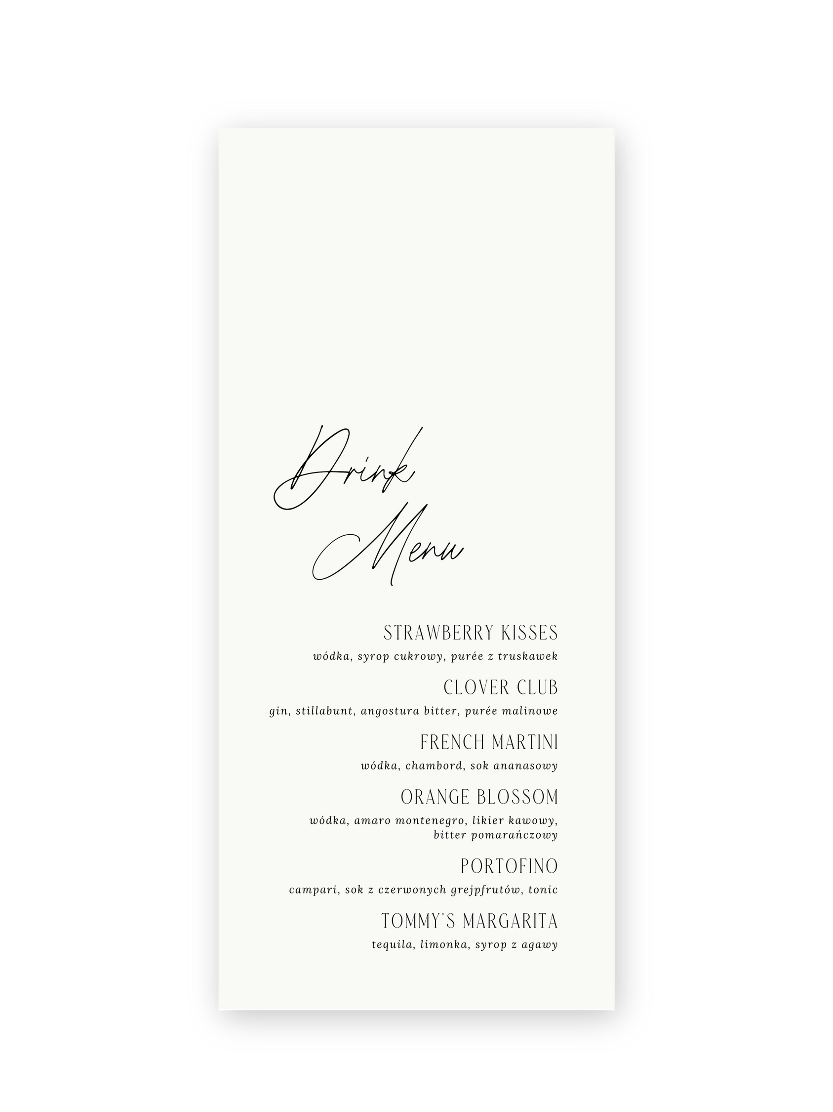 Drink Bar Menu Pearl Posh (na tkaninie) - obrazek 2