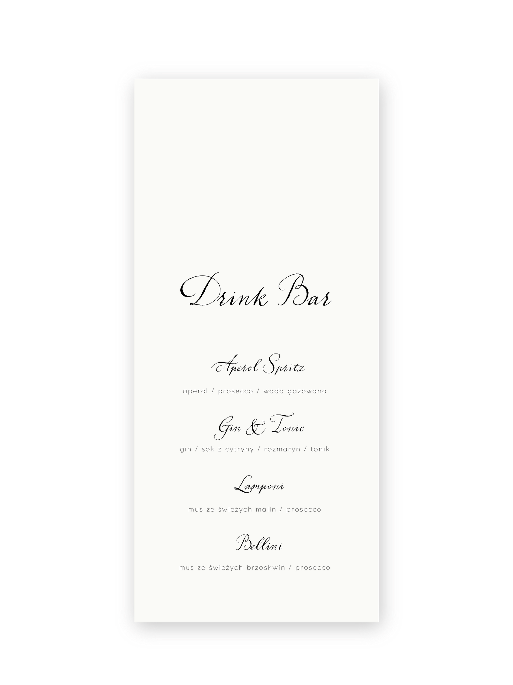 Drink Bar Menu Tender Heart (na tkaninie) - obrazek 2