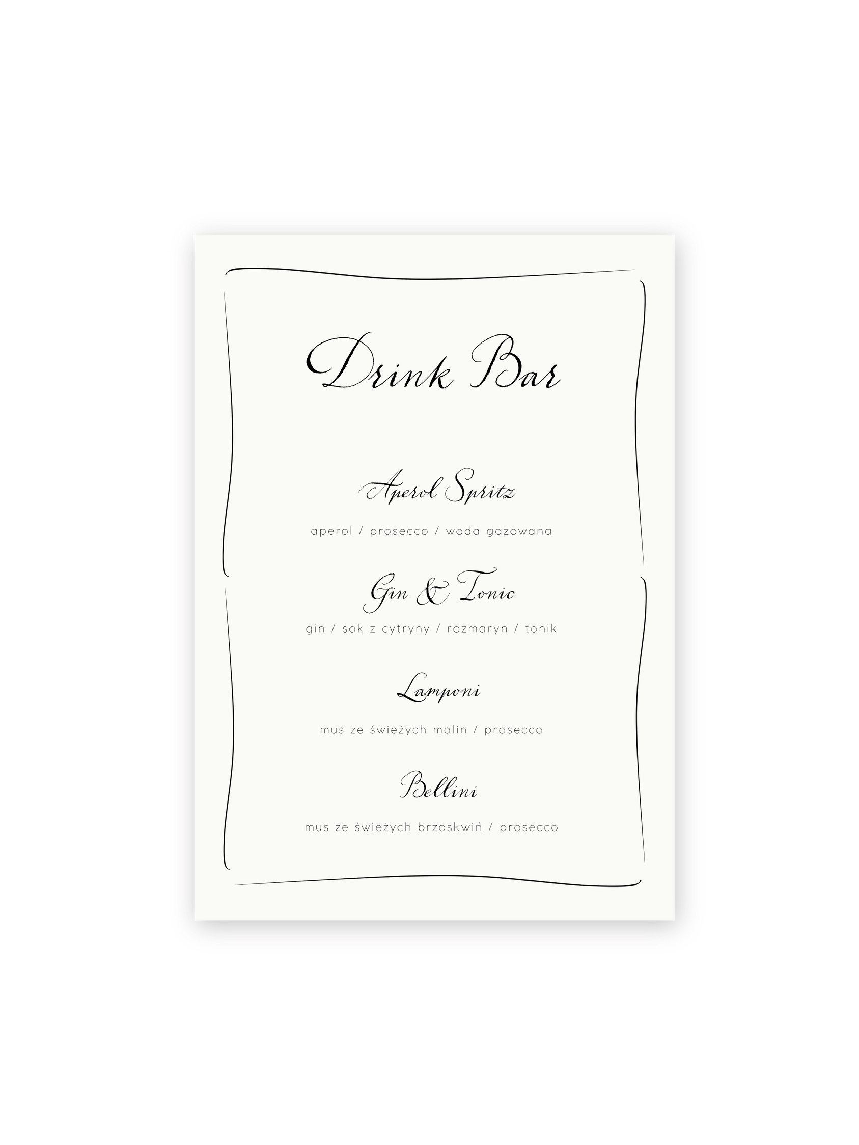 Drink Bar Menu Tender Heart
