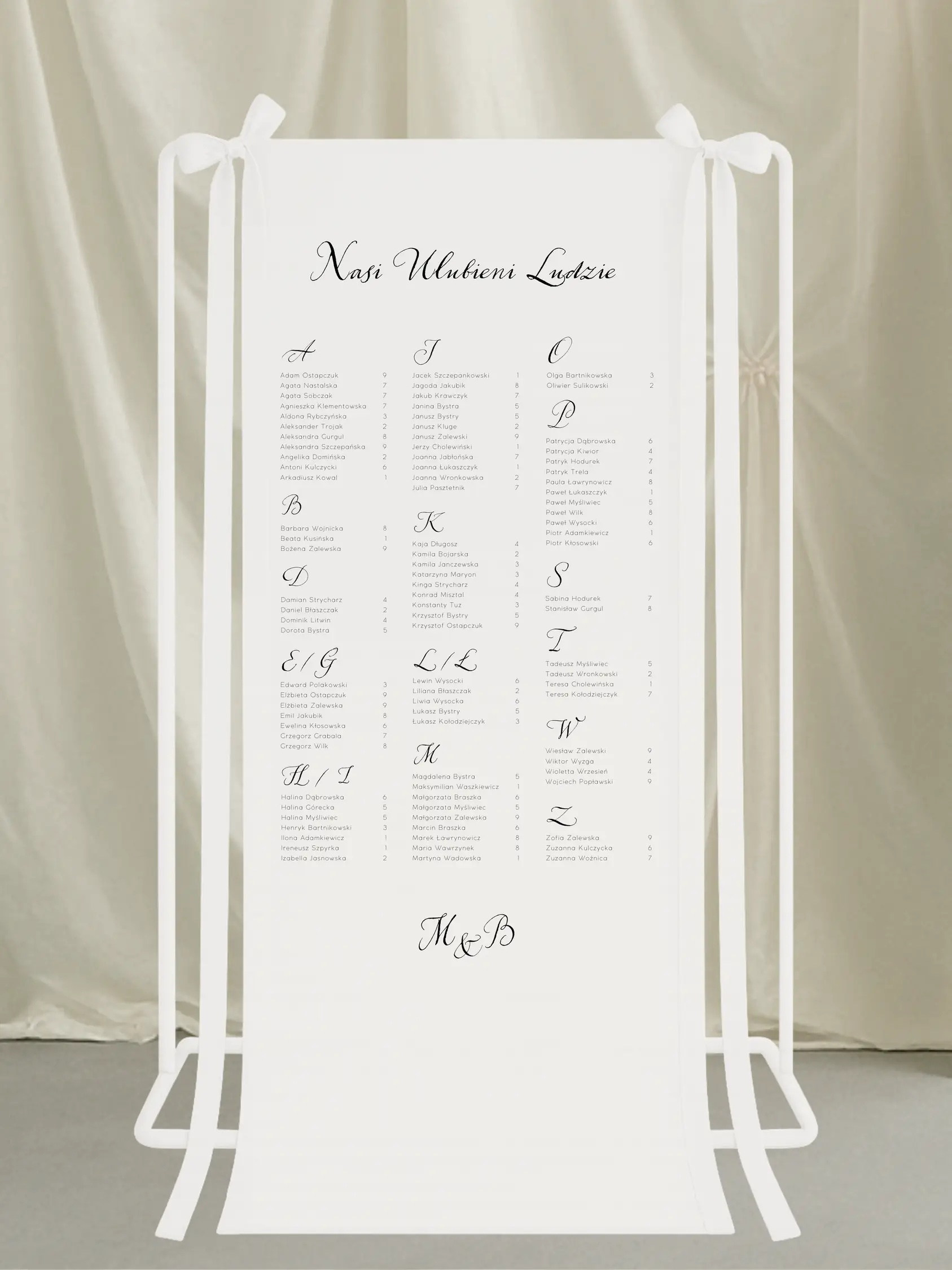 Plan stołów Tender Heart (na tkaninie)